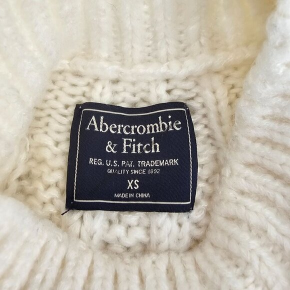 Abercrombie & Fitch Women's XS Cream Chunky Knit Mock Neck Sweater - Picture 3 of 10